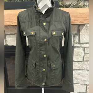 J. Crew Women's Mercantile Dark Olive Green Cotton Military Utility Jacket SZ M